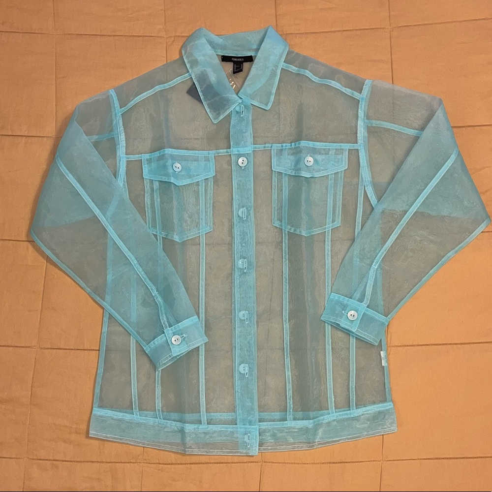 Turquoise sheer jacket - Picture 3 of 4